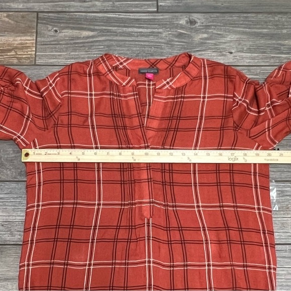 NWT $79 Vince Camuto Women’s Plaid Ruffle Sleeve Shift Size XS Apple Red - Picture 11 of 16